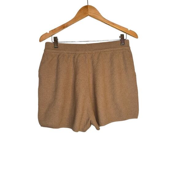 High Waisted Women's Acrylic Cotton Blend Knit Pull On Comfort Short Size XL Tan - Picture 3 of 5